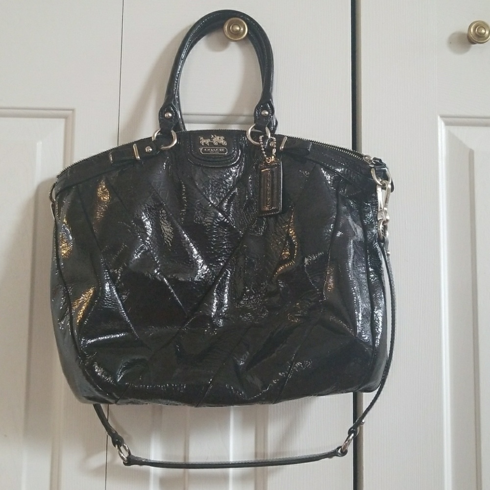 Coach black patent leather bag